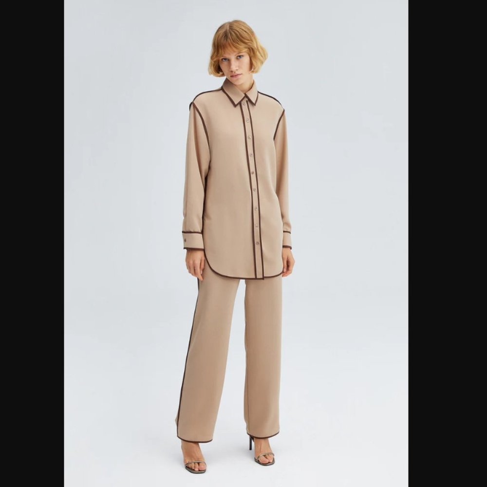 PIPED SHIRT TROUSERS SET sz M